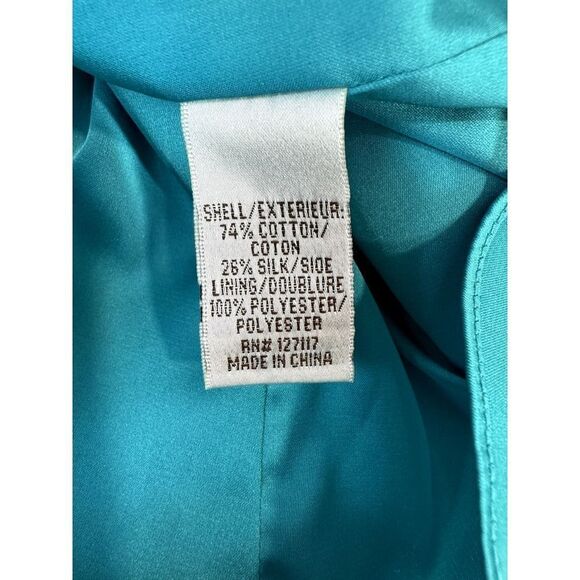 Badgley Mischka Teal Formal Dress with Bow Silk Blend Party Prom - Size 6 - Picture 5 of 7